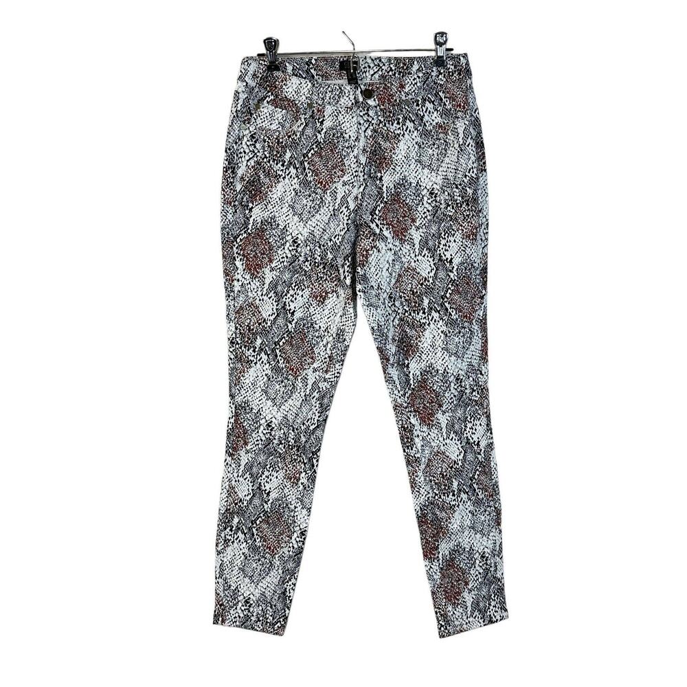 G.I.L.I Snakeskin Mid Rise Skinny Jeans Brown/Gray Women 4 NWOT Stretch